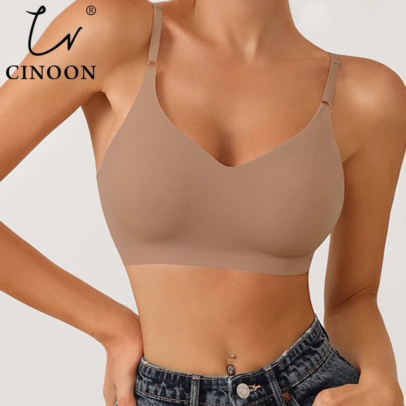 Sujetadores sin costuras CINOON para mujer. Sujetador tipo bralette con relleno extraíble, de una pieza, sin aros, para una comodidad íntima.