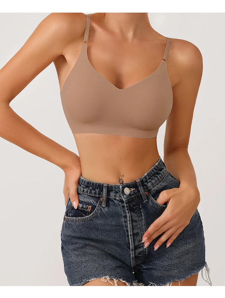 Sujetadores sin costuras CINOON para mujer. Sujetador tipo bralette con relleno extraíble, de una pieza, sin aros, para una comodidad íntima.